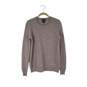 Bloomingdales Cashmere Sweater Crew Neck Taupe Neutral Minimalist Womens Size XL